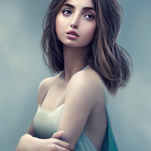 Image similar to a portrait of ana de armas as a pixar character, beautiful, elegant, extremely detailed digital art, trending on artstation hyper realistic matte painting, by wlop, artgerm