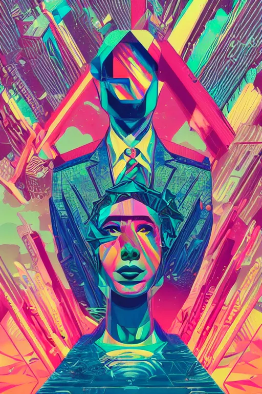 Prompt: a synthwave cuber bokeh brain, tristan eaton, victo ngai, artgerm, rhads, ross draws