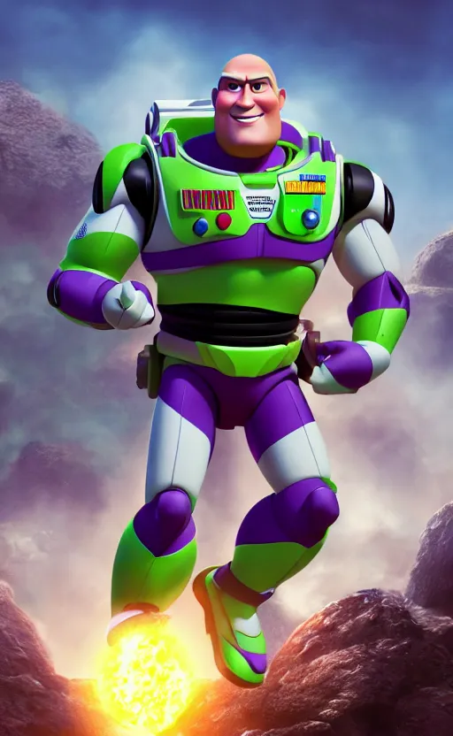 Image similar to dwayne johnson as buzz lightyear, dynamic lighting, photorealistic fantasy concept art, trending on art station, stunning visuals, creative, cinematic, ultra detailed