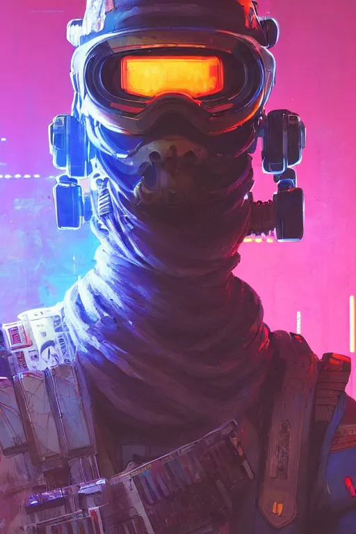 Image similar to soldier from apex legends, cyberpunk futuristic neon. decorated with traditional japanese ornaments by ismail inceoglu dragan bibin hans thoma greg rutkowski alexandros pyromallis nekro rene maritte illustrated, perfect face, fine details, realistic shaded, fine - face, pretty face