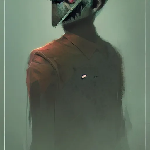 Prompt: a portrait of a half bat half man, back lighting, horror, digital art, in the style of greg rutkowski, simin stalenhag, wes anderson