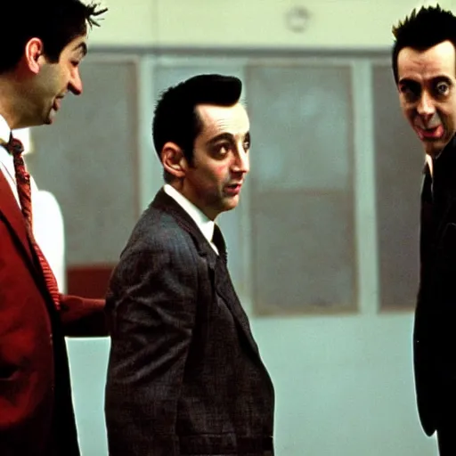 Image similar to Mr Bean and Pee Wee Herman in Fight Club, movie still