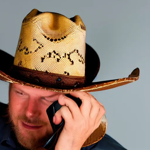 Image similar to phone with a cowboy hat