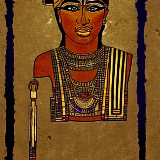 Image similar to ancient egyptian art of tupac shakur