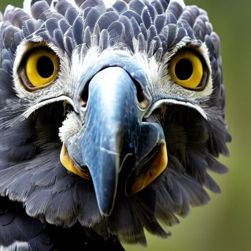 Image similar to close up of a prehistoric harpy eagle