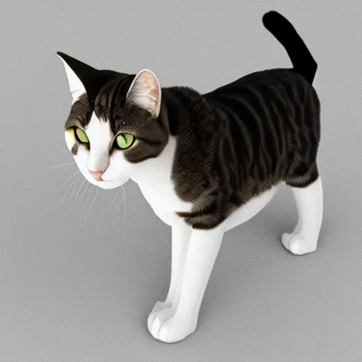 Prompt: low polygon render of a cat on a white background, isometric 3 d, ultra hd