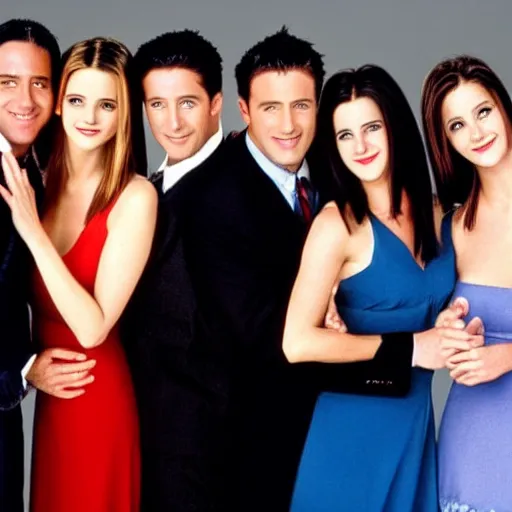 Image similar to a photo of the cast of the tv show friends but everyone is emma watson