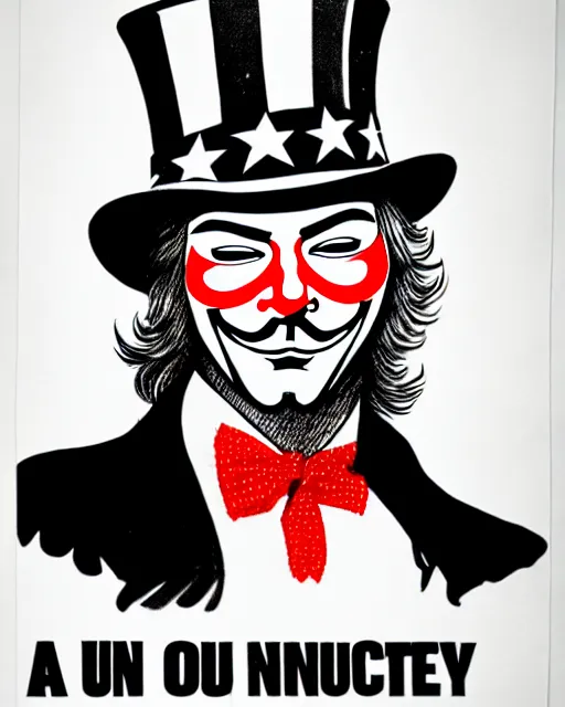 Image similar to anonymous as uncle sam propaganda poster, ultra realistic concept art intricate detail