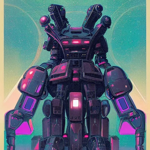 Image similar to occult mobile suit, satanic robotic power armor by beeple, greg rutkowski and alphonse mucha