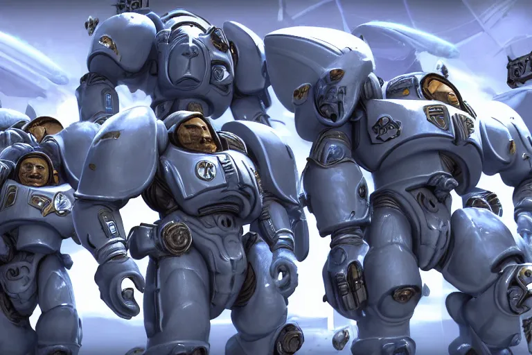 Image similar to 3D animation of StarCraft space marines by tiger Deakins