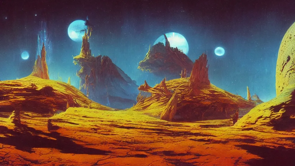 Image similar to otherworldly atmosphere of an evolving alien planet by arthur haas and bruce pennington and paul lehr, cinematic matte painting