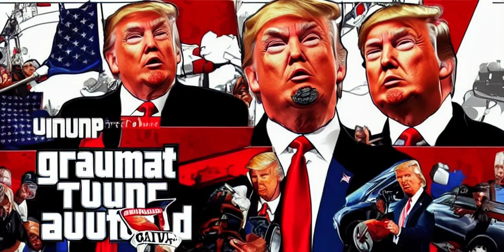 Image similar to donald trump in grand theft auto loading screen, detailed, award - winning, perfect, atmospheric