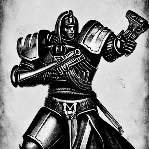 Astartes, Warhammer 4 0 K, Full Body, Black And White, | Stable ...