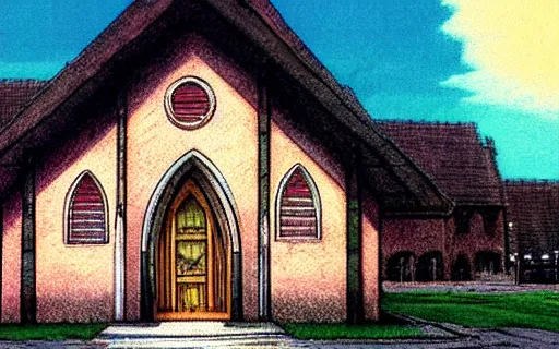 Image similar to an empty church, art by hayao miyazaki, studio ghibli film