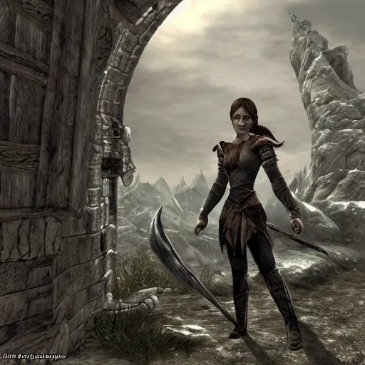 Image similar to A concept art of Emma Watson in The Elder Scrolls V: Skyrim (2009 video game)