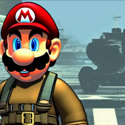 Image similar to super mario in metal gear solid