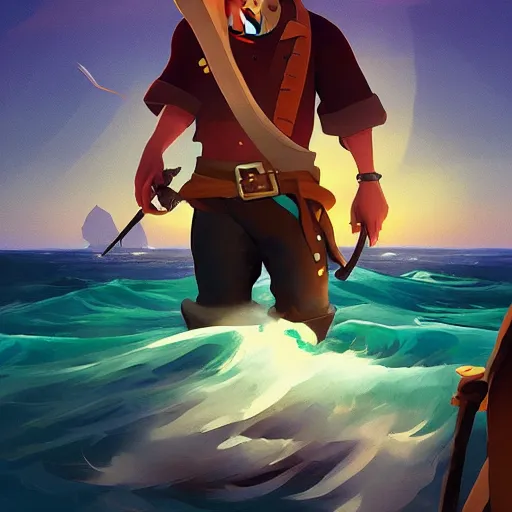 Image similar to painting jack the pirate on sea of thieves game avatar hero smooth face median photoshop filter cutout vector behance hd by jesper ejsing, by rhads, makoto shinkai and lois van baarle, ilya kuvshinov, rossdraws, illustration, art by ilya kuvshinov and gustav klimt