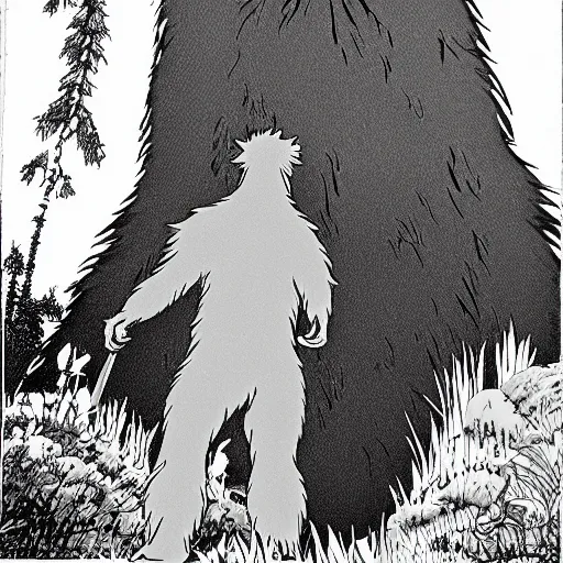 Prompt: bigfoot in studio ghibli