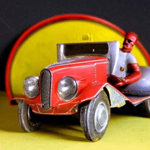 Image similar to photo of old Soviet steel toy car, 1930s, retro, 35 mm