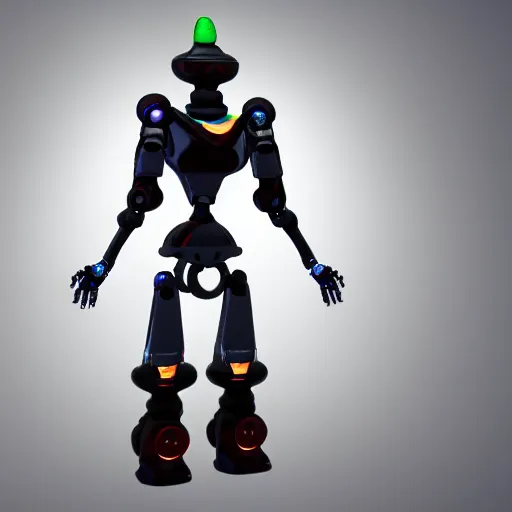 Image similar to 3 d render of a robot wizard, unreal engine