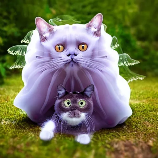 Prompt: a jellyfish - cat - hybrid, animal photography