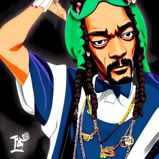 Prompt: snoop dog as an anime character
