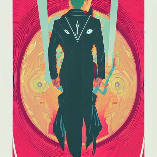 Image similar to majestic futuristic visionary inventor nikola tesla tarot crad by sachin teng, artgerm, alphonse mucha, masterpiece, organic painting, matte painting, technical geometrical drawing shapes, lightning electricity coil, hard edges, graffiti, screen printing poster art by sachin teng