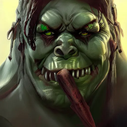 Image similar to An orc, artstation, by Alex Flores