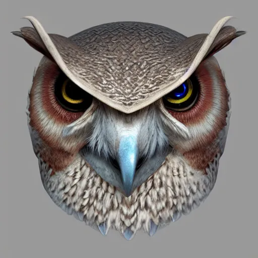 Image similar to a chimera of an owl and a bear, high detail render