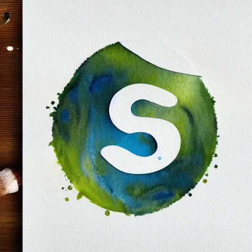 Image similar to 3 d watercolor nature logo on white background