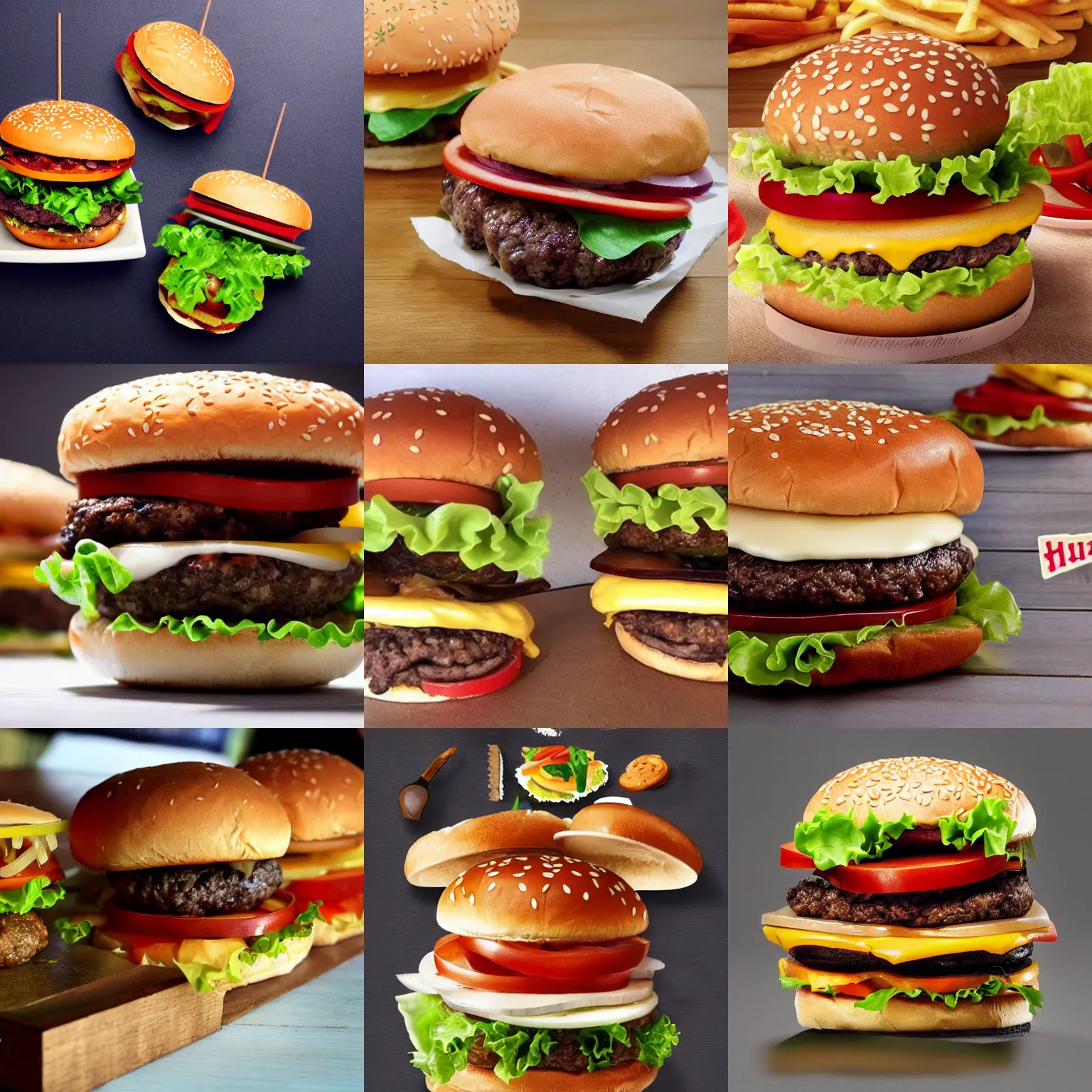 Prompt: hamburger with 1 0 burgers