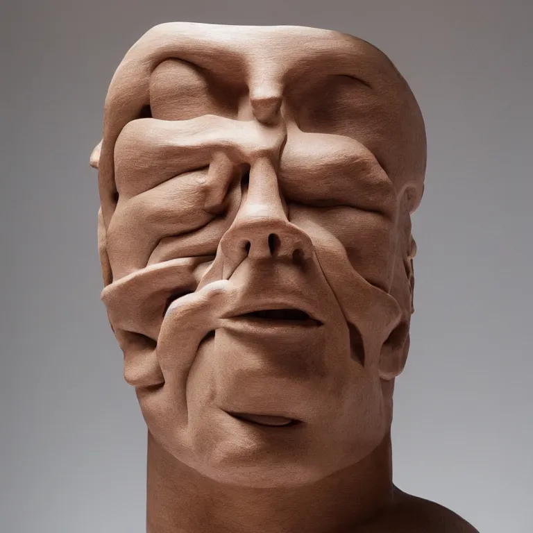 Prompt: enormous geometric minimalist accurate sculpture of norman reedus sticking out his tongue, beautiful symmetrical!! face accurate face detailed face realistic proportions, hand - carved out of mahogany wood on a pedestal by stephan balkenhol and martin puryear, cinematic lighting shocking detail 8 k