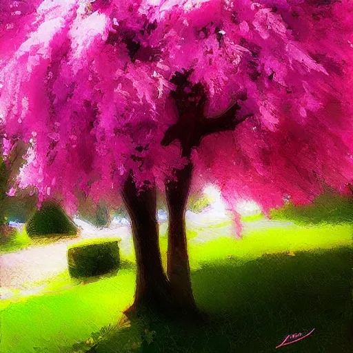 Image similar to Beautiful cherry-tree, digital art, magnificent, painting, soft lighting by Patrick Faulwatter, Andrée Wallin, Sylvain Sarrailh