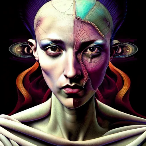 Prompt: Colour Caravaggio style Photography of Beautiful woman with highly detailed 1000 years old face wearing highly detailed sci-fi halo over her head designed by Josan Gonzalez. Many details . In style of Josan Gonzalez and Mike Winkelmann andgreg rutkowski and alphonse muchaand and Caspar David Friedrich and Stephen Hickman and James Gurney and Hiromasa Ogura. volumetric natural light