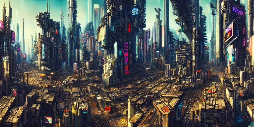 Image similar to cyberpunk city, highly detailed, painting by otto dix, 8 k