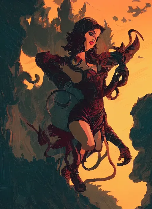 Image similar to beautifull succubus, cute face. dark fantasy, d & d, artstation, art by petros afshar, tom whalen, laurie greasley and greg rutkowski and ilya kuvshinov