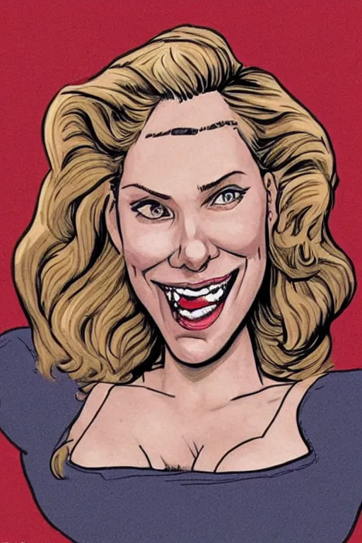 Image similar to funny caricature of scarlett johansson, cartoon by achille superbi