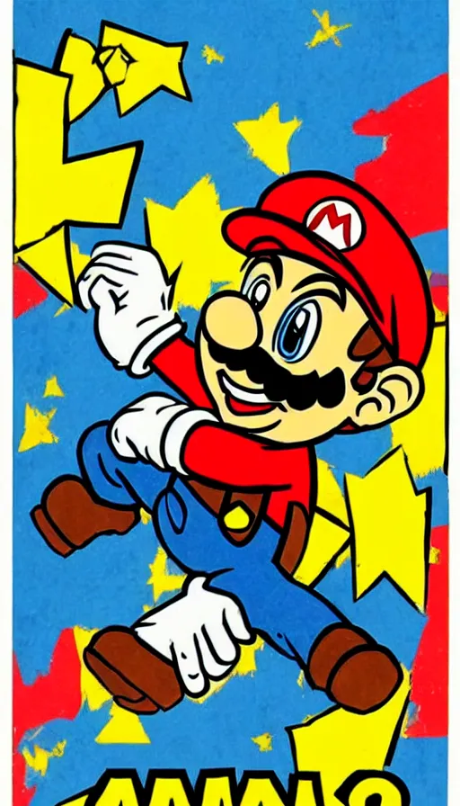 Prompt: super mario as a murderous axeman in the style of chainsaw massacre, 1970s movie poster