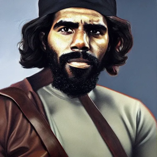 Image similar to kyrie irving as che guevara, guerilla heroico, oil on canvas by william sidney mount, digital art, trending on artstation