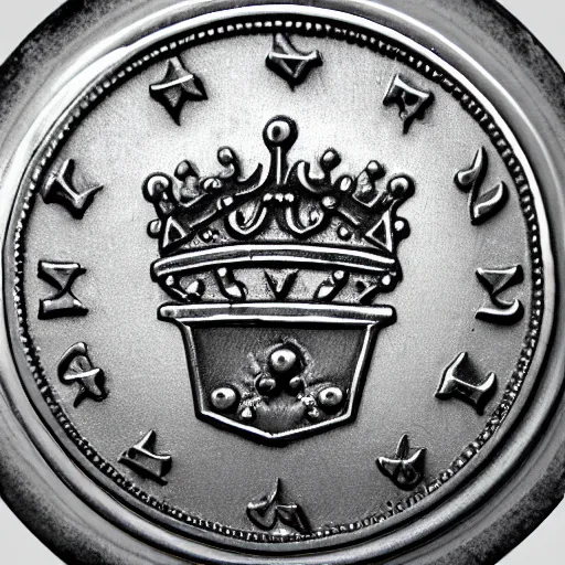 Prompt: single coin, ui, 2 d, mark of a crown in the centre