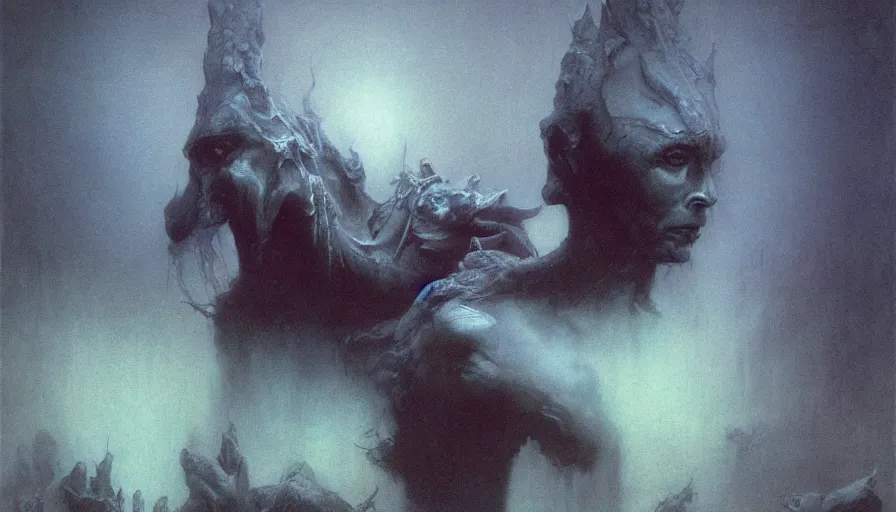 Image similar to lamasu, by beksinski, ruan jia, wayne barlowe