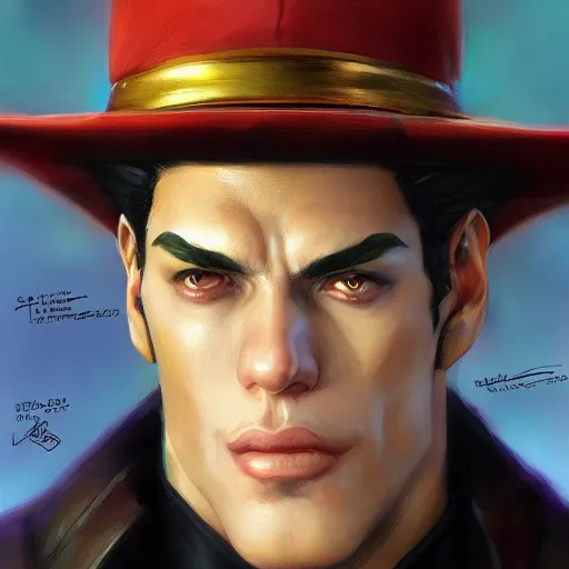 Image similar to Jotaro Kujo, closeup character portrait art by Donato Giancola, Craig Mullins, digital art, trending on artstation