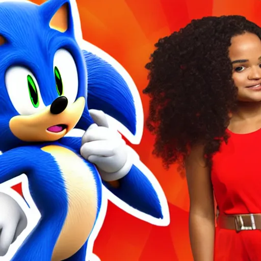 Image similar to kyla pratt meets sonic the hedgehog in the sonic universe