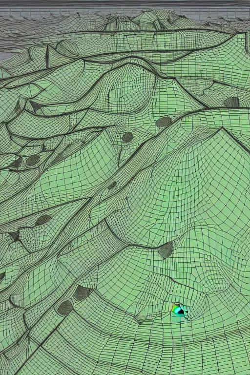 Prompt: a stunning 3 d map of an extraterrestrial territory with 3 d landmarks, award winning behance digital art, earth tones, geometric lines