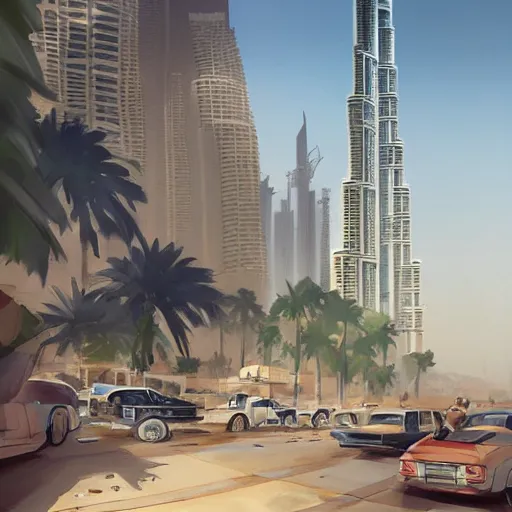 Prompt: gta : dubai by krenz cushart