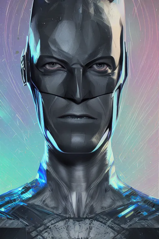 Prompt: portrait of david bowie as batman. intricate abstract. intricate artwork. by tooth wu, wlop, beeple, dan mumford. octane render, trending on artstation, greg rutkowski very coherent symmetrical artwork. cinematic, hyper realism, high detail, octane render, 8 k, iridescent accents