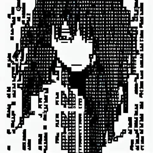 Prompt: anime girl, ascii art, glitch art