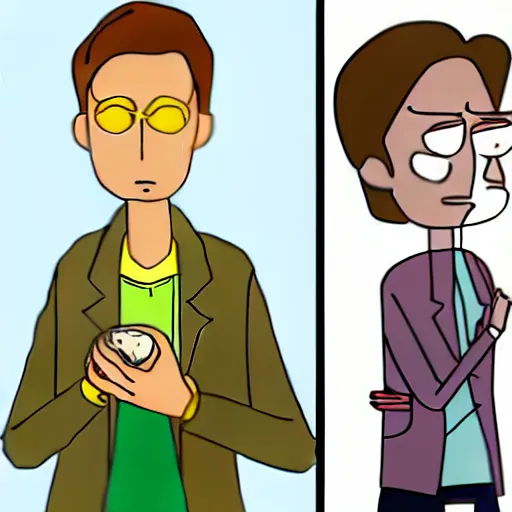 Image similar to Matt Smith in style of Rick and Morty