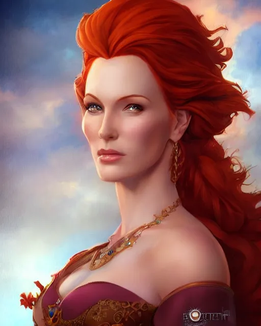 Prompt: a stunning portrait of triss merigold as princess, digital art by julie bell and artgerm and ross tran and angel ganev, medium shot portrait, highly detailed, trending on artstationhq