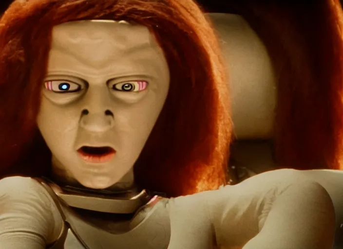 Image similar to film still of leela the cyclops in the scifi movie, 4 k